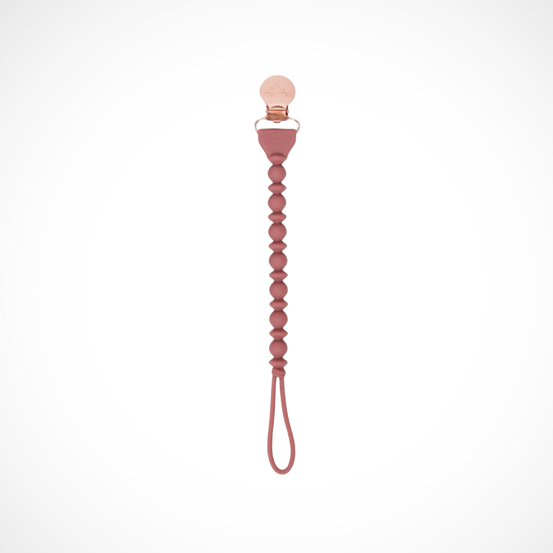 Rosewood Silicone One-Piece Pacifier Clip - Aaria Tees