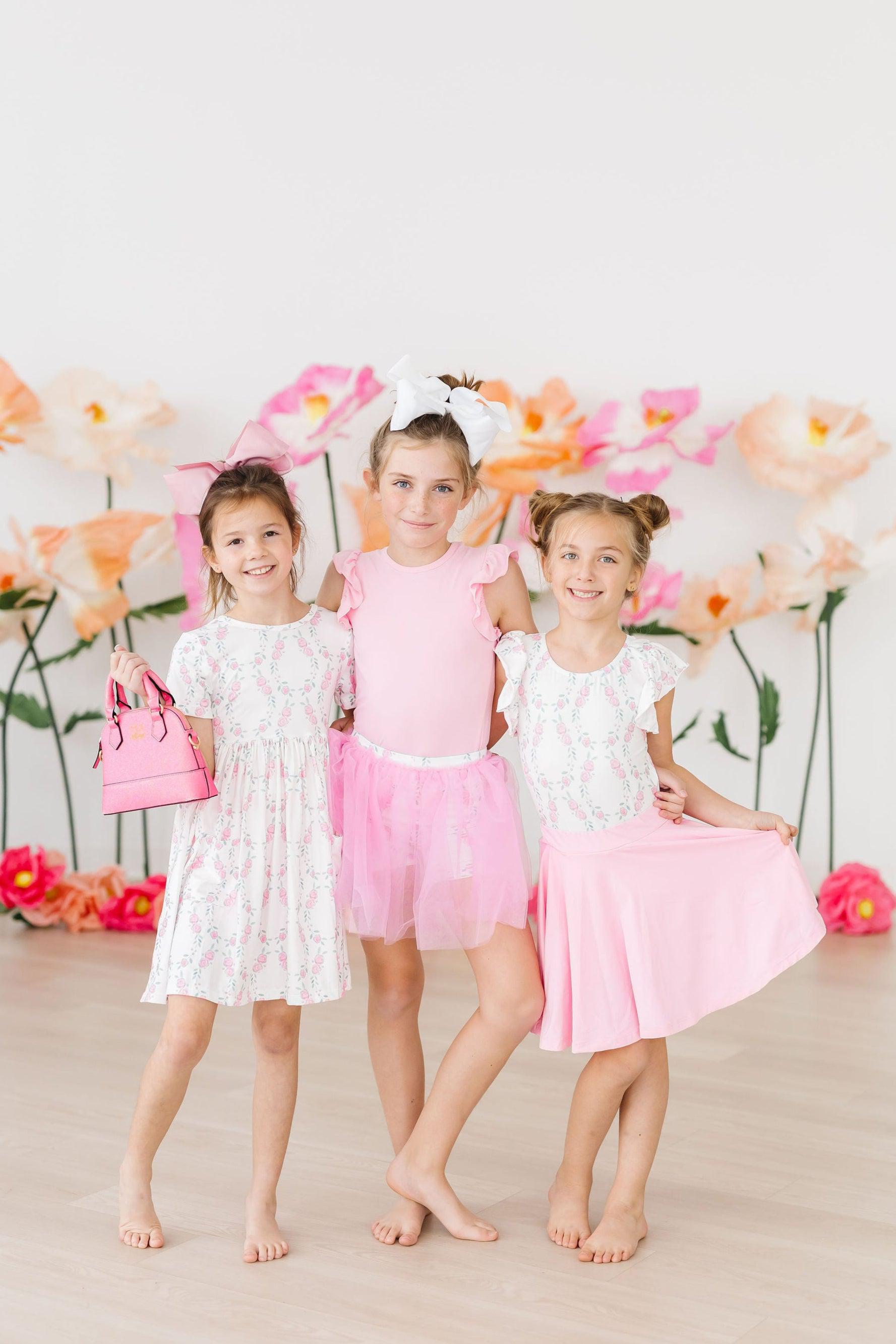 Rosie Posie S/S Flutter Sleeve Leotard - Aaria Tees Aaria Tees