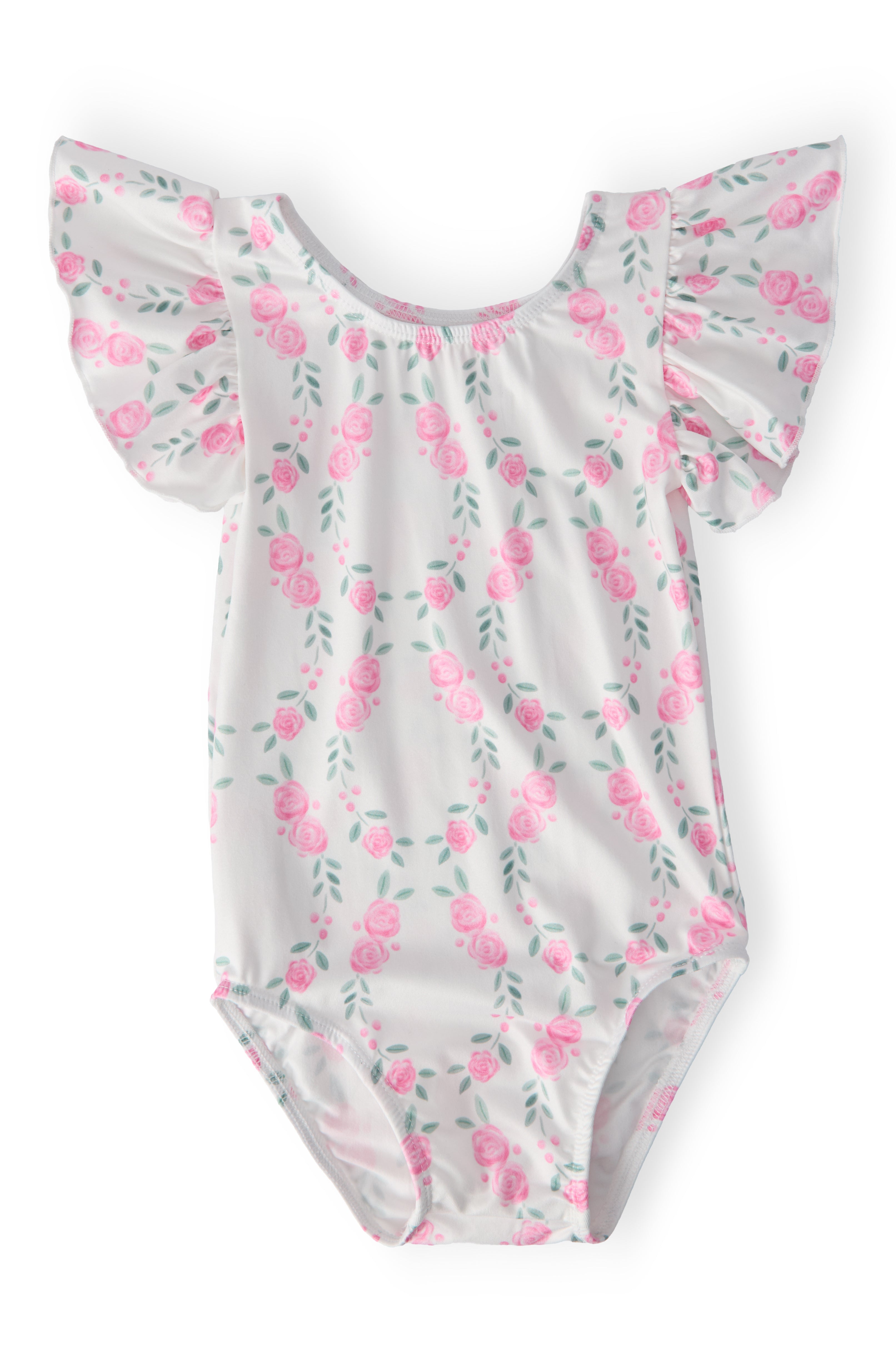 Rosie Posie S/S Flutter Sleeve Leotard - Aaria Tees Aaria Tees