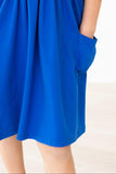 Royal Blue 3/4 Sleeve Pocket Twirl Dress - Aaria Tees Aaria Tees