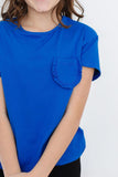 Royal Blue Ruffle Pocket Tee - Aaria Tees Aaria Tees