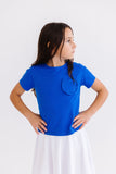 Royal Blue Ruffle Pocket Tee - Aaria Tees Aaria Tees
