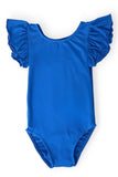 Royal Blue S/S Flutter Sleeve Leotard - Aaria Tees Aaria Tees