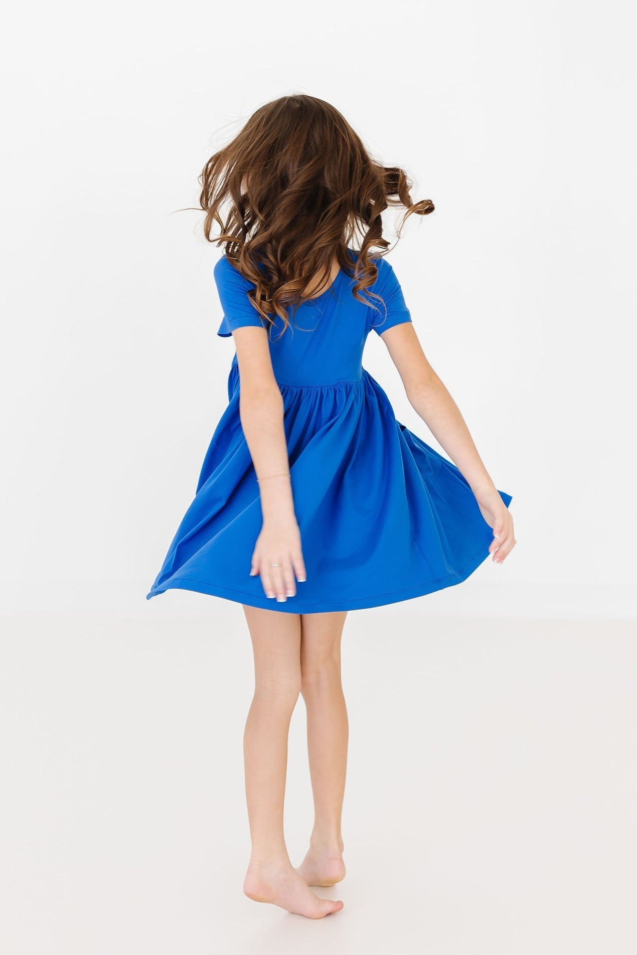 Royal Blue S/S Pocket Twirl Dress - Aaria Tees Aaria Tees