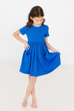 Royal Blue S/S Pocket Twirl Dress - Aaria Tees Aaria Tees