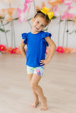 Royal Blue S/S Ruffle Tee - Aaria Tees Aaria Tees