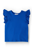 Royal Blue S/S Ruffle Tee - Aaria Tees Aaria Tees