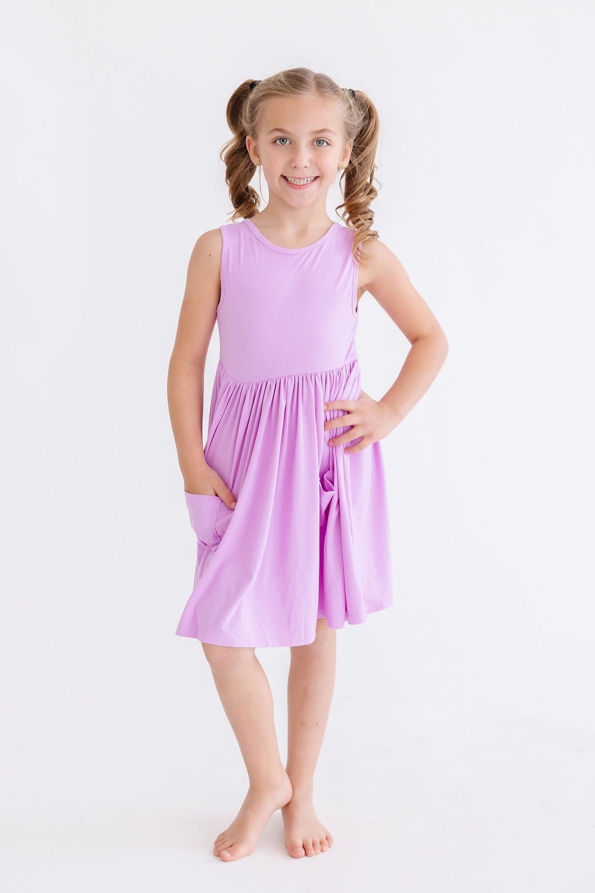 Bright Lilac Tank Pocket Twirl Dress - Aaria Tees