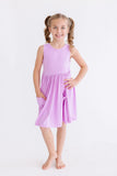 Bright Lilac Tank Pocket Twirl Dress - Aaria Tees Aaria Tees