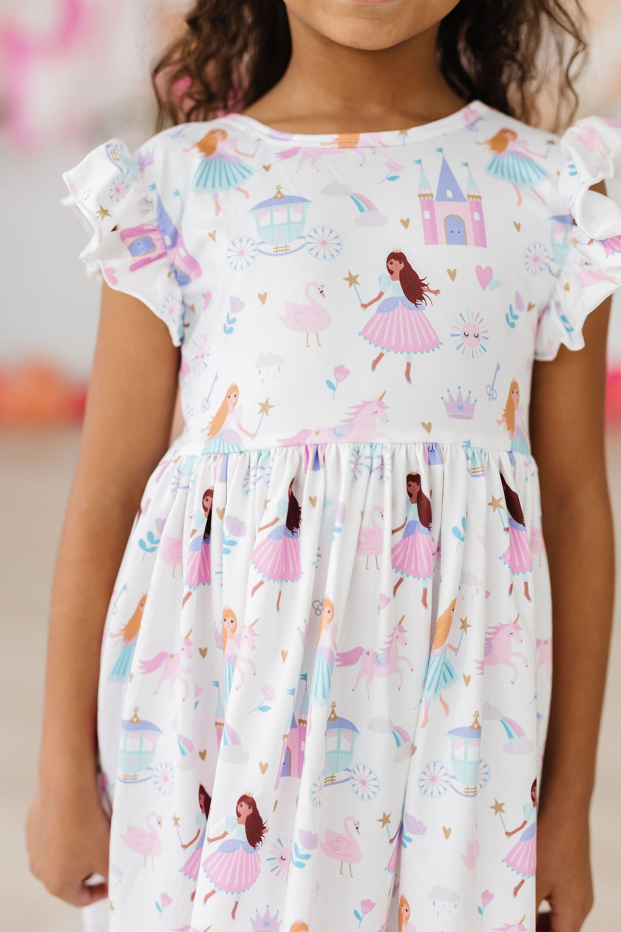 Fairy Princess Flutter Sleeve Twirl Dress - Aaria Tees Aaria Tees