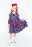 Flower Farm 3/4 Sleeve Pocket Twirl Dress - Aaria Tees Aaria Tees