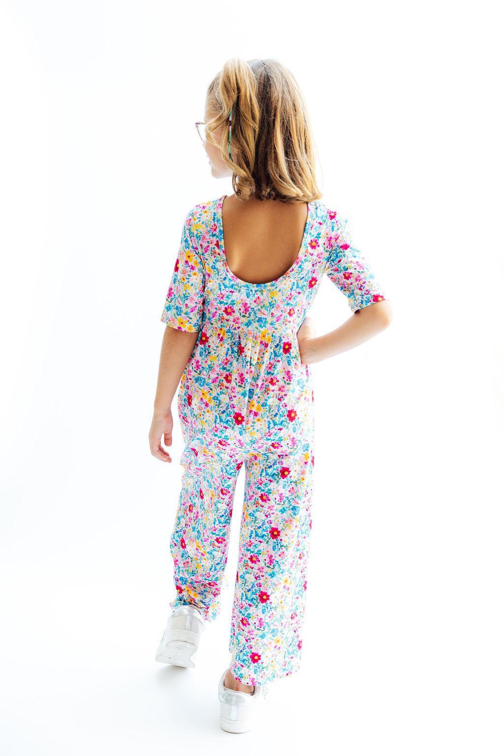 Fluttering Flowers Wide Leg Jumpsuit - Aaria Tees Aaria Tees