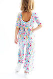 Fluttering Flowers Wide Leg Jumpsuit - Aaria Tees Aaria Tees