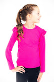 Hot Pink L/S Ruffle Tee - Aaria Tees Aaria Tees