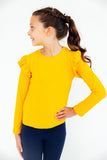 Mustard L/S Ruffle Tee - Aaria Tees Aaria Tees