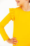 Mustard L/S Ruffle Tee - Aaria Tees Aaria Tees