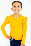 Mustard L/S Ruffle Tee - Aaria Tees Aaria Tees