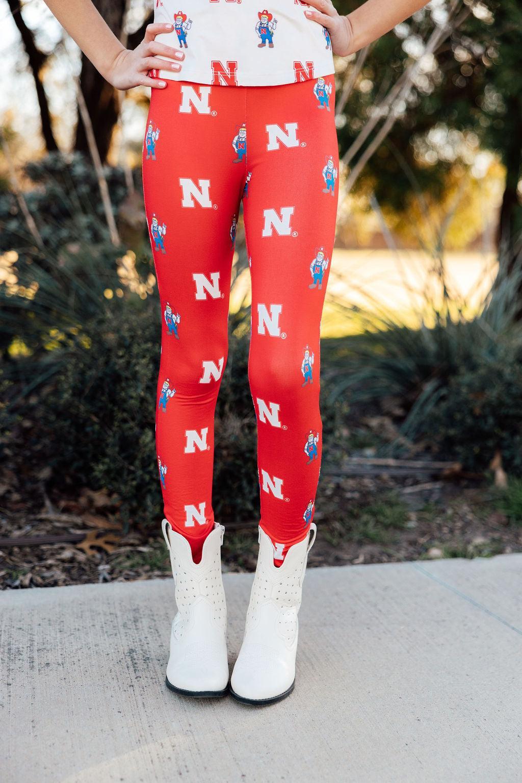 Nebraska Red Herbie Husker Leggings - Aaria Tees Aaria Tees