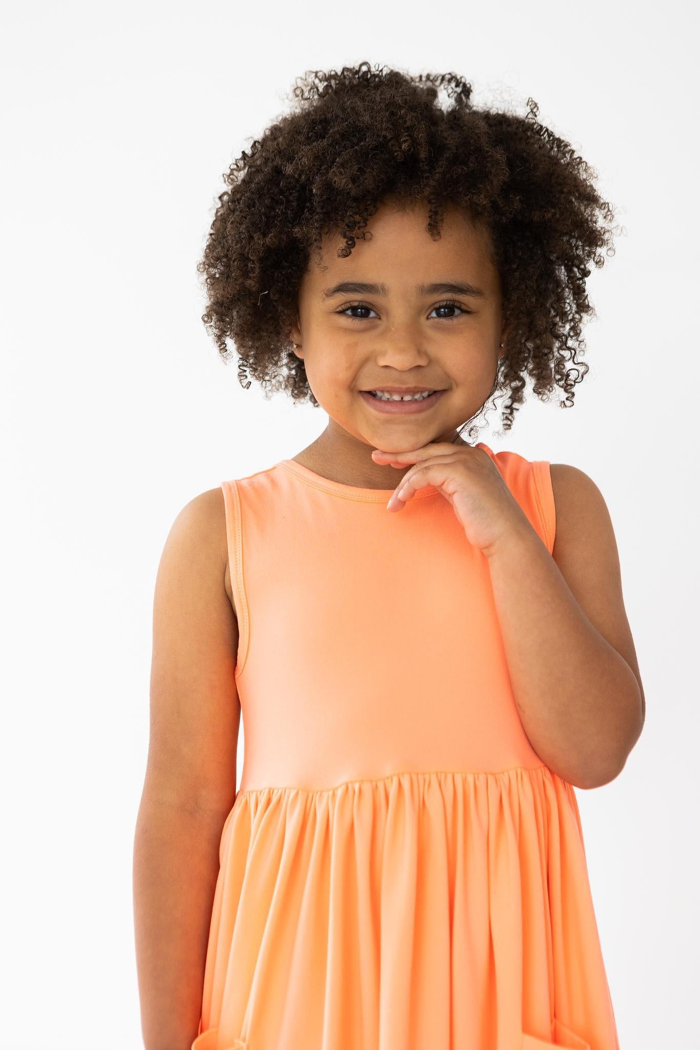 Neon Coral Tank Pocket Twirl Dress - Aaria Tees Aaria Tees