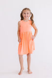 Neon Coral Tank Pocket Twirl Dress - Aaria Tees Aaria Tees
