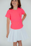 Neon Pink Ruffle Pocket Tee - Aaria Tees Aaria Tees