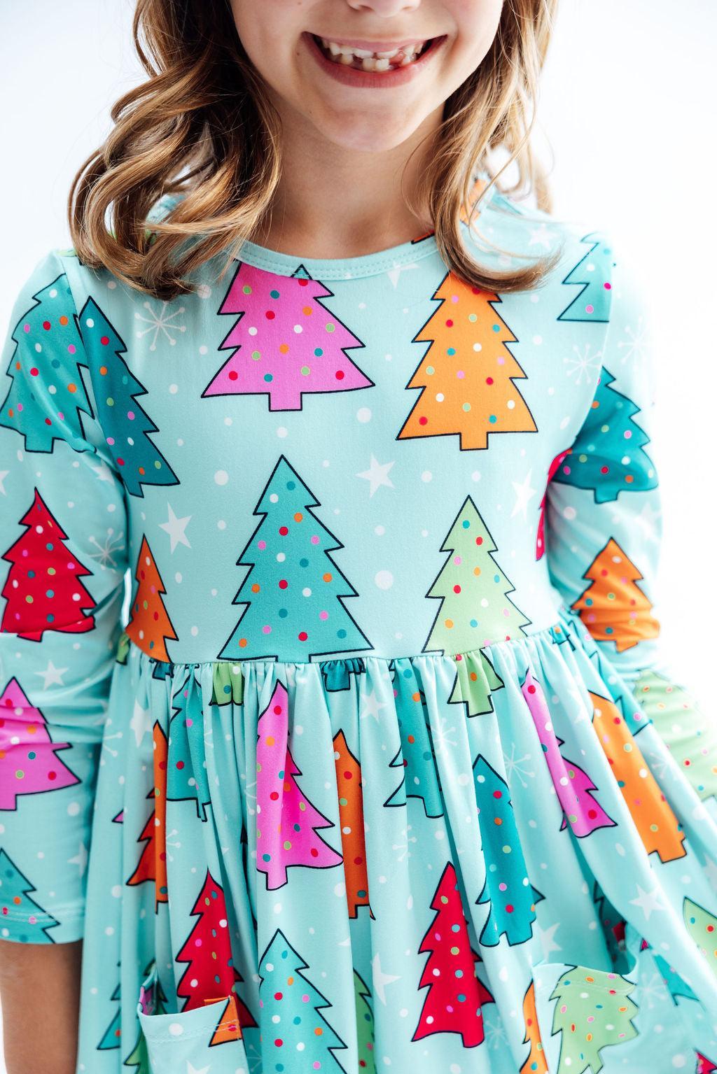 Oh Christmas Tree L/S Pocket Twirl Dress - Aaria Tees Aaria Tees