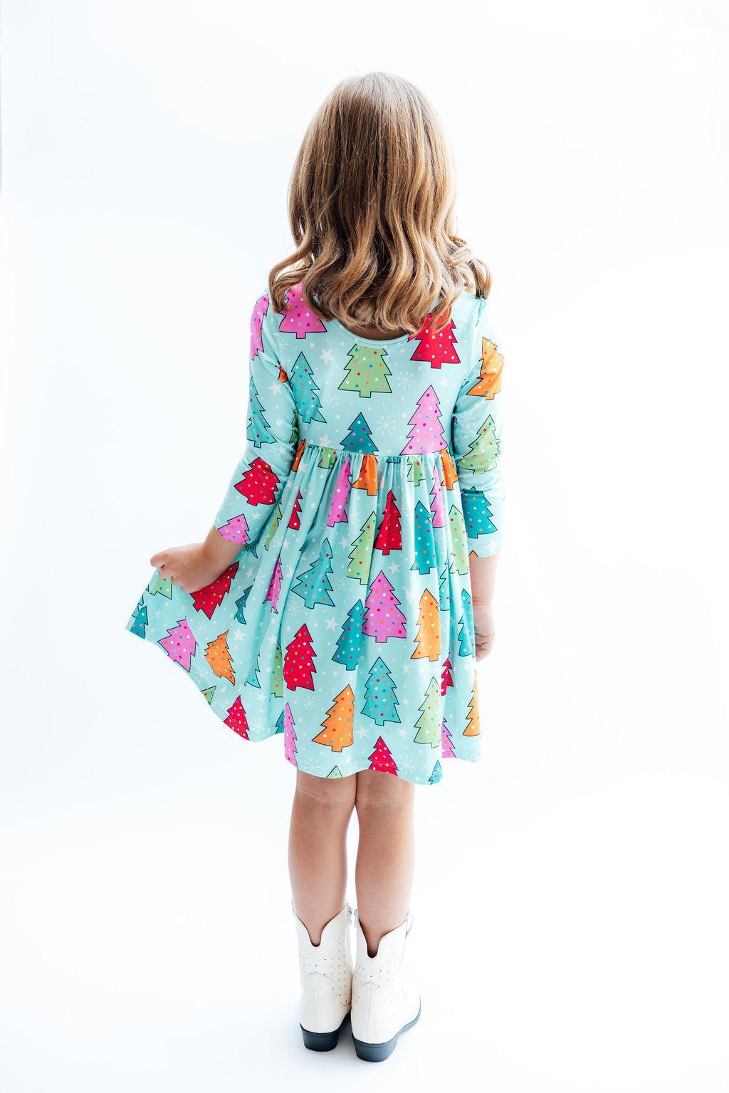 Oh Christmas Tree L/S Pocket Twirl Dress - Aaria Tees Aaria Tees