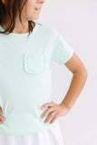 Pastel Green Ruffle Pocket Tee - Aaria Tees Aaria Tees