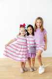 Pastel Stripes S/S Pocket Twirl Dress - Aaria Tees Aaria Tees