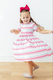 Pastel Stripes S/S Pocket Twirl Dress - Aaria Tees Aaria Tees