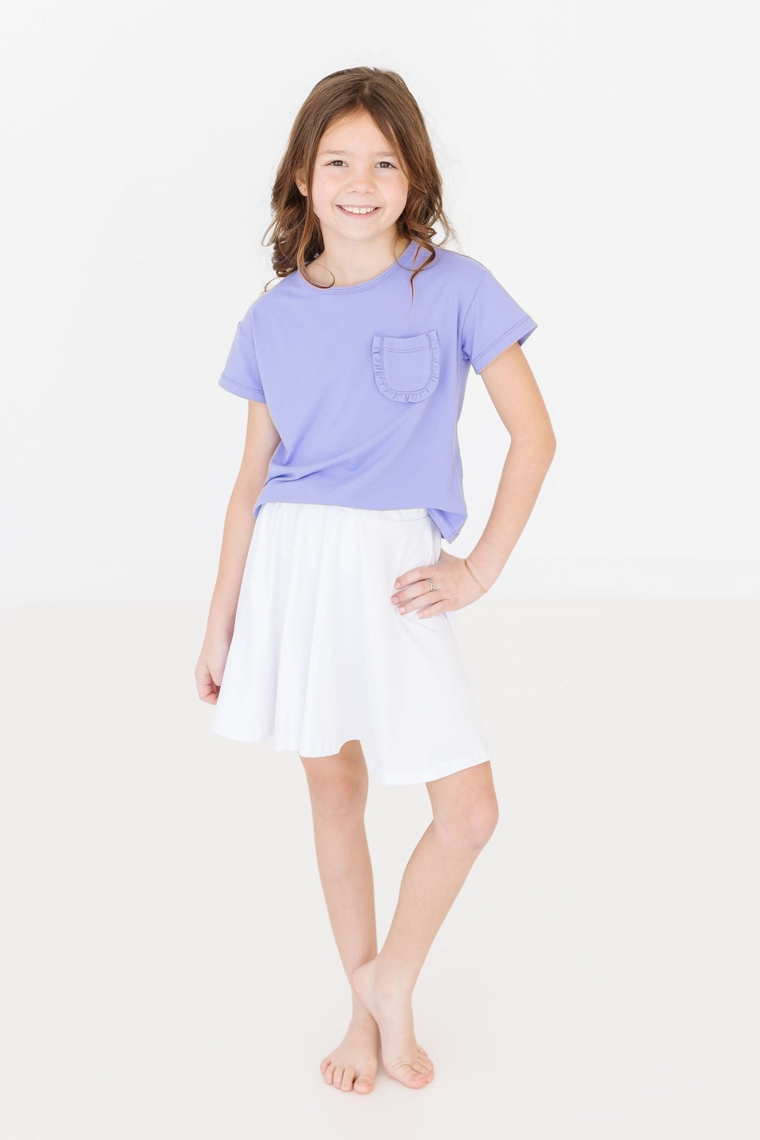 Periwinkle Ruffle Pocket Tee - Aaria Tees Aaria Tees