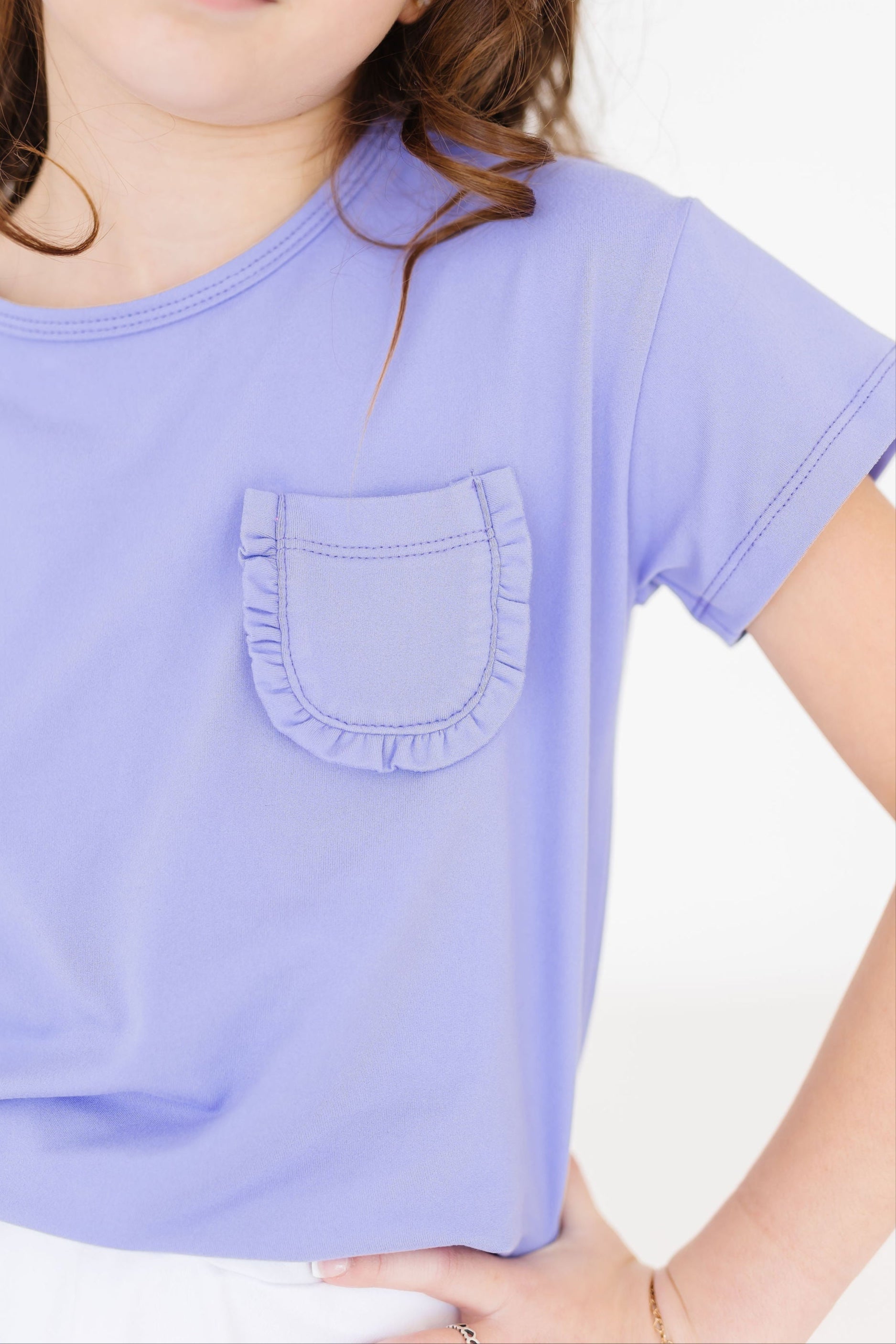 Periwinkle Ruffle Pocket Tee - Aaria Tees Aaria Tees