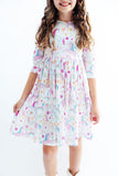 Rainbow Vibes 3/4 Sleeve Pocket Twirl Dress - Aaria Tees Aaria Tees
