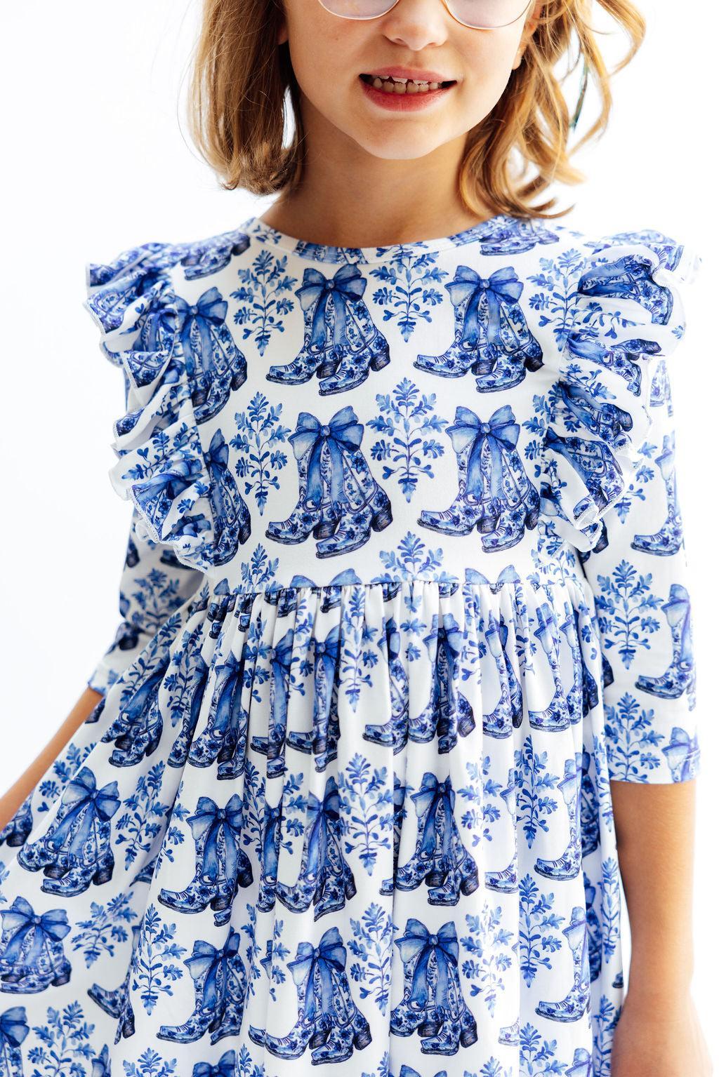 Southern Belle 3/4 Sleeve Ruffle Twirl Dress - Aaria Tees Aaria Tees