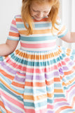 Spring Stripes S/S Pocket Twirl Dress - Aaria Tees Aaria Tees