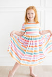 Spring Stripes S/S Pocket Twirl Dress - Aaria Tees Aaria Tees