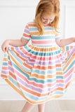 Spring Stripes S/S Pocket Twirl Dress - Aaria Tees Aaria Tees