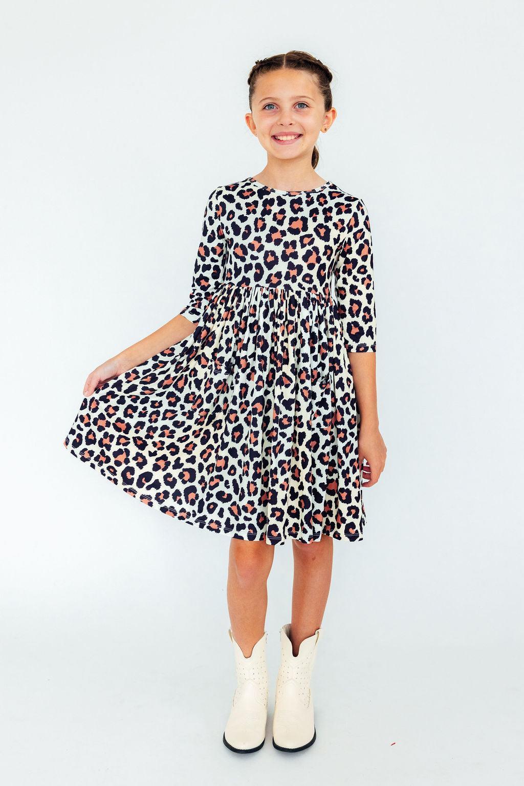 Wild One 3/4 Sleeve Pocket Twirl Dress - Aaria Tees Aaria Tees