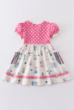 Platinum balcony pink dot dress Aaria Tees