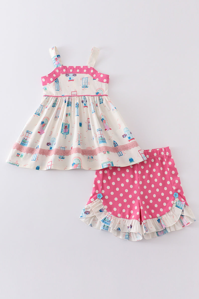 Platinum balcony print strap girl set - Aaria Tees Aaria Tees