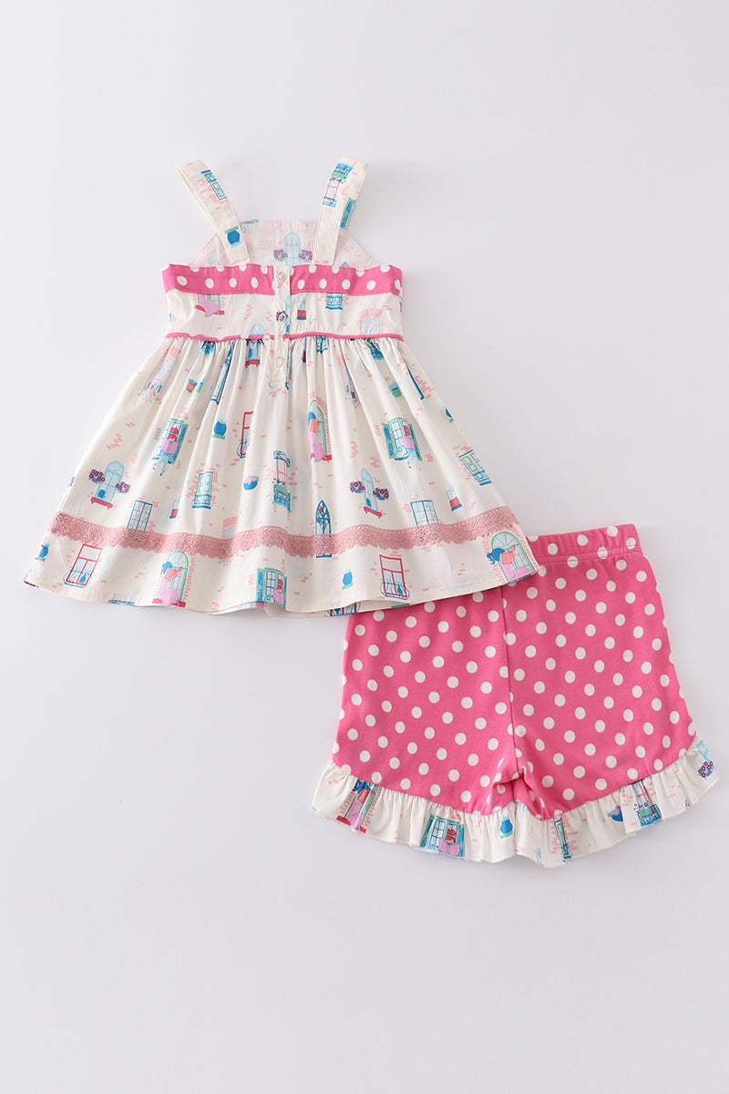 Platinum balcony print strap girl set - Aaria Tees Aaria Tees