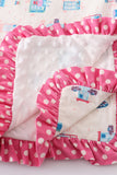 Platinum balcony print ruffle soft baby blanket - Aaria Tees Aaria Tees