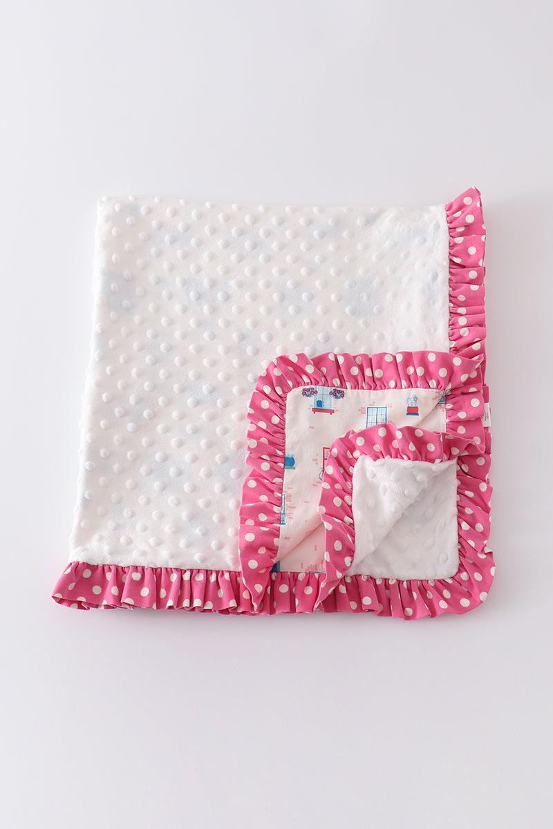 Platinum balcony print ruffle soft baby blanket - Aaria Tees Aaria Tees