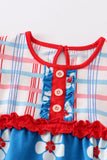 Platinum Blue & white floral print ruffle girl romper - Aaria Tees Aaria Tees
