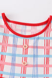 Platinum Blue & white floral print ruffle plaid dress - Aaria Tees Aaria Tees