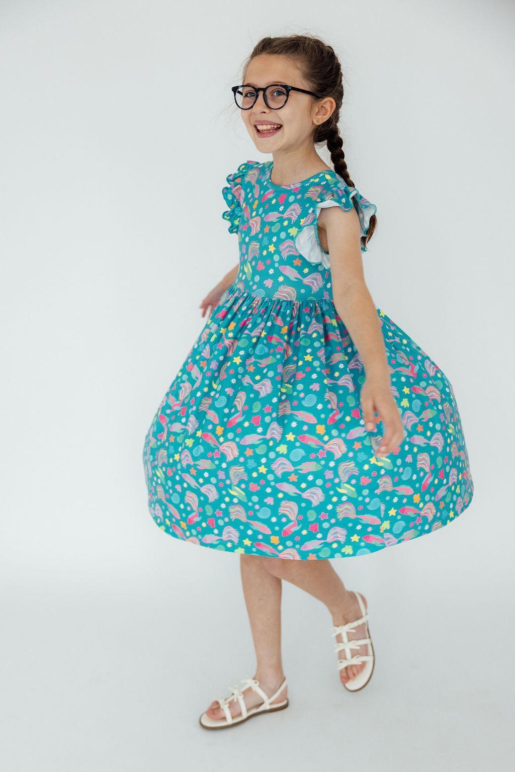 SALE Betta Blooms Flutter Sleeve Twirl Dress - Aaria Tees Aaria Tees