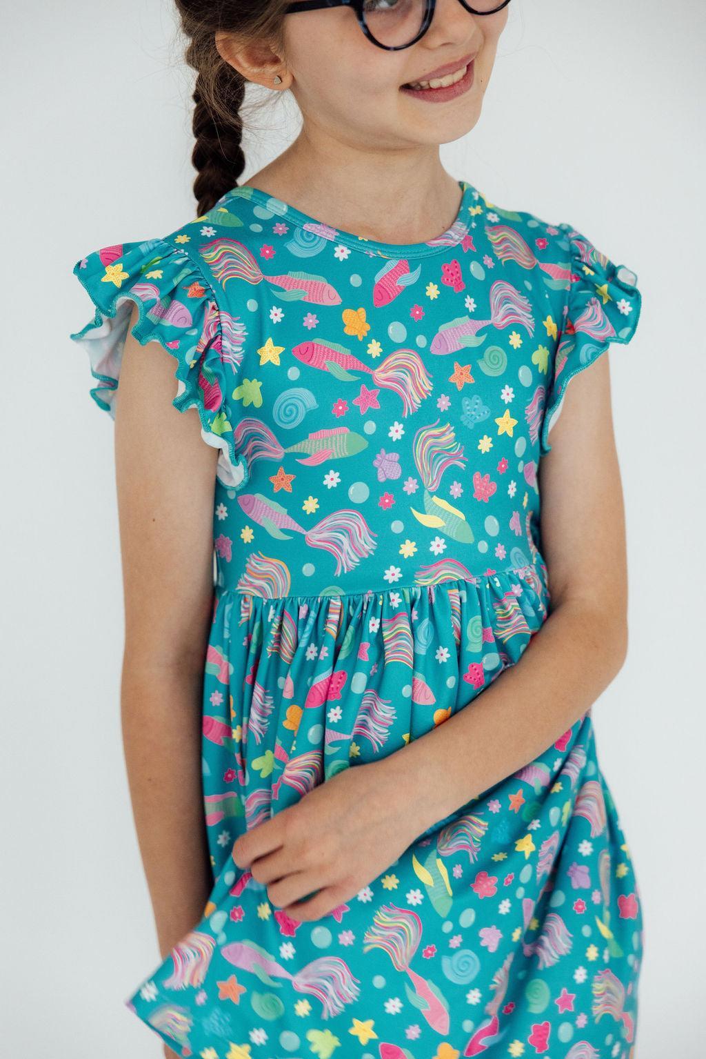 SALE Betta Blooms Flutter Sleeve Twirl Dress - Aaria Tees Aaria Tees