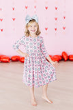 SALE Disco Bows 3/4 Sleeve Pocket Twirl Dress - Aaria Tees Aaria Tees