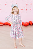 SALE Disco Bows 3/4 Sleeve Pocket Twirl Dress - Aaria Tees Aaria Tees