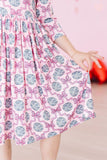 SALE Disco Bows 3/4 Sleeve Pocket Twirl Dress - Aaria Tees Aaria Tees